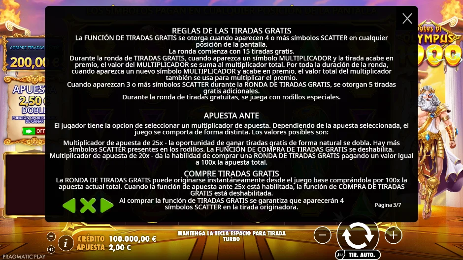 Gates of Olympus 1000 — tiradas gratis, apuesta ante y compra