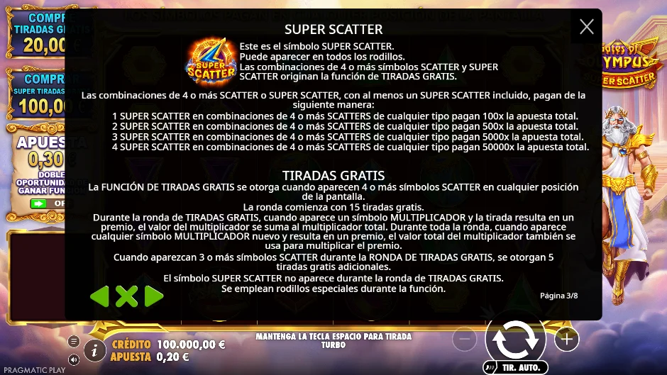 Gates of Olympus Super Scatter — reglas del símbolo Super Scatter